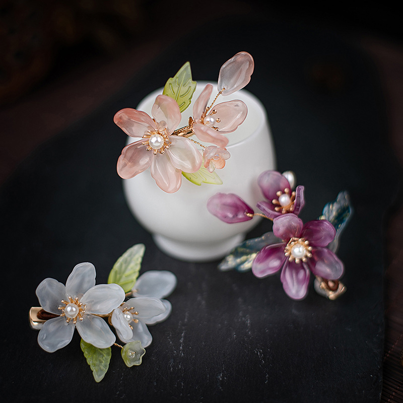 Hanbok Hair Pin - Hoa Thủy Tinh Kẹp Tóc Cổ