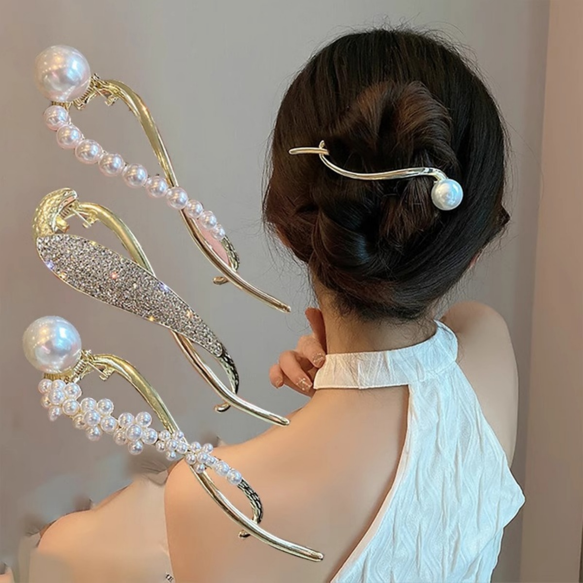 Elegant Glitter Pearl Hair Cli - đánh giá và giá Korean Girl Lifestyle