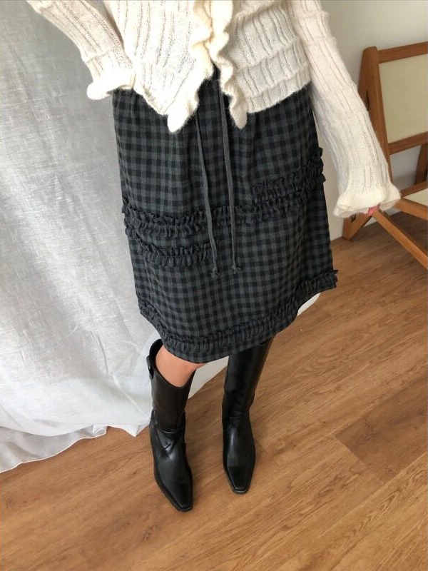 Retro College Girl Half Skirt  - đánh giá và giá Korean Girl Lifestyle