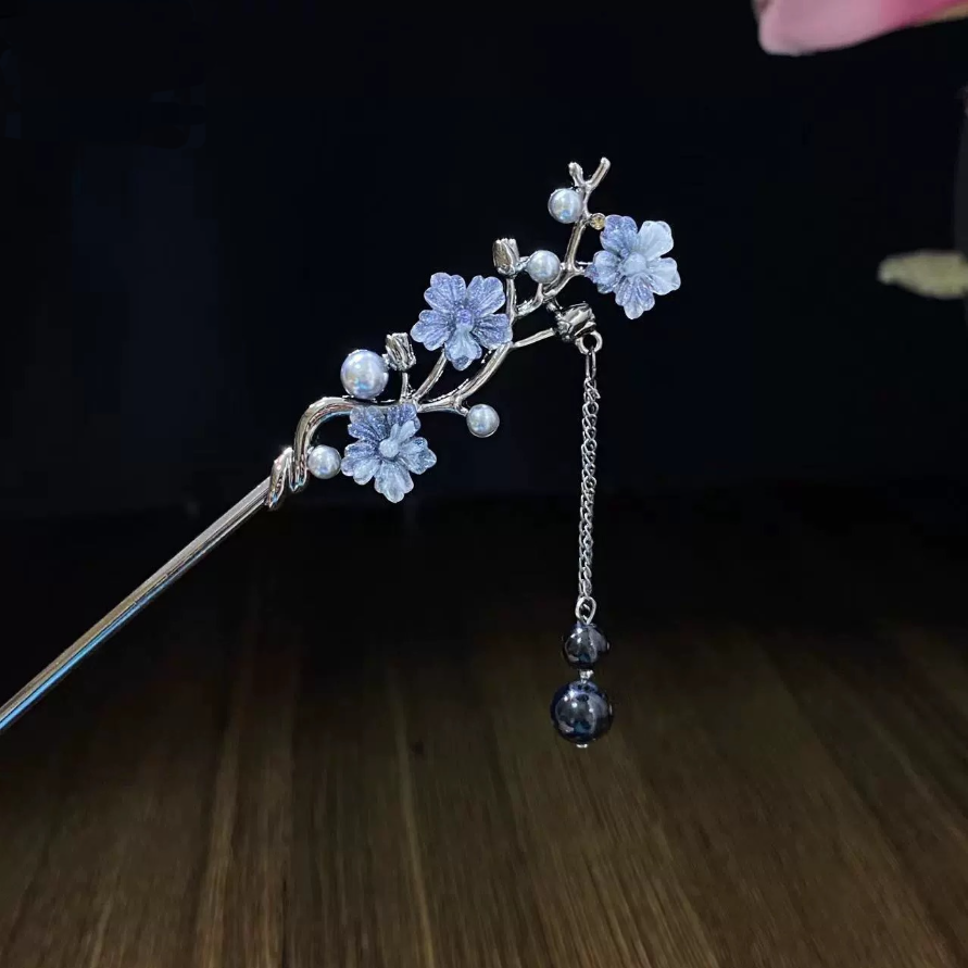 Modern Metal Hair Stick Ink Fl - đánh giá và giá Hanbok Hair Pin