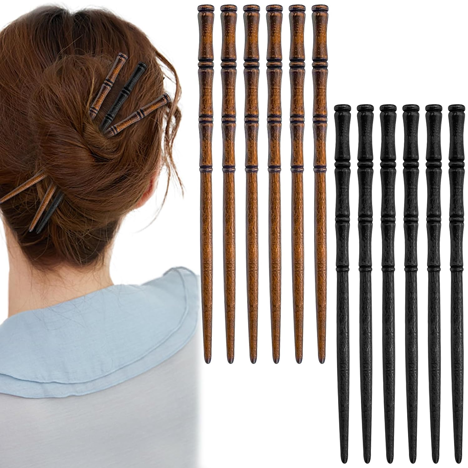12 Pcs Vintage Wood Hair Stick - đánh giá và giá Hanbok Hair Pin